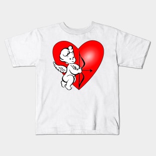 Angel Cupid flexing a red heart Kids T-Shirt